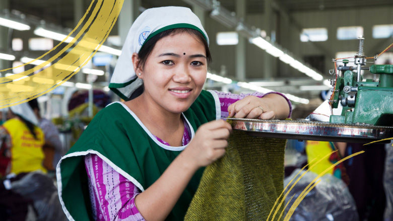 Female working in the garment industry