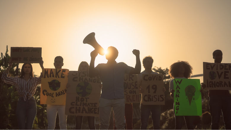 Youth protesting at a climate rally