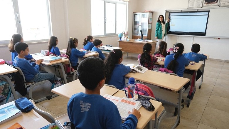 Students during a lesson at the Martyr Ercan Sanca elementary school in Adana