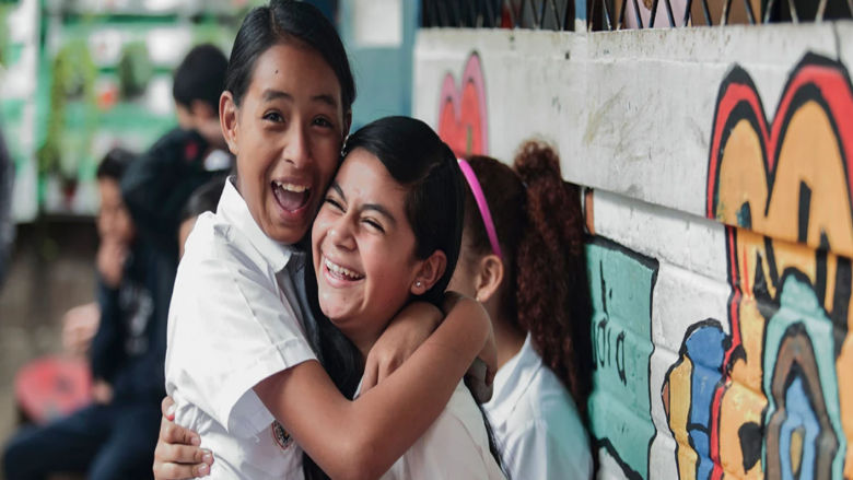 two girls in school