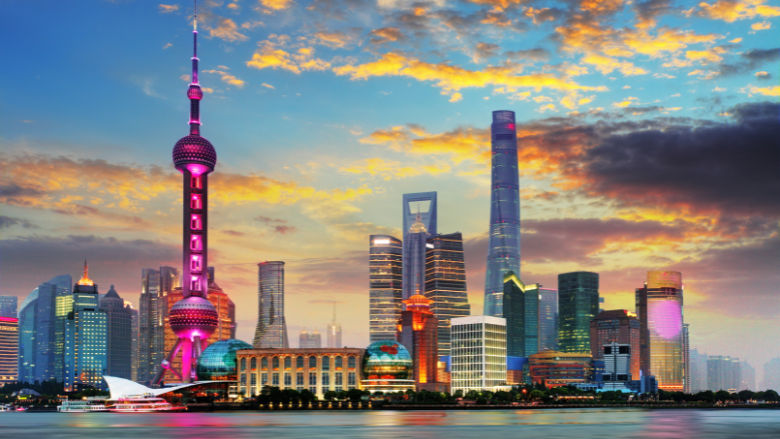 Shanghai, China city image at dusk