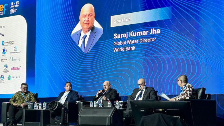 Saroj Kumar Jha Water Global Director speaking at the Indonesia Water and Wastewater Expo and Forum