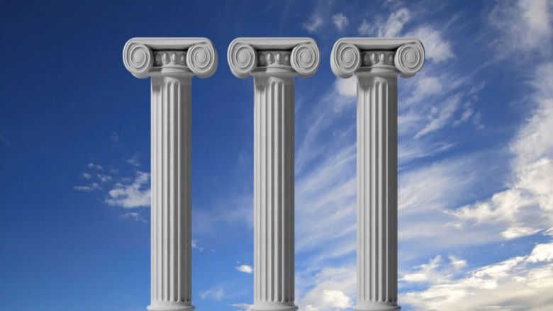 An image with three pillars