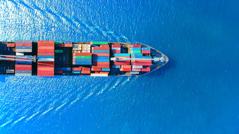 Overhead view of a cargo ship