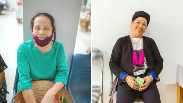 Ms. Cu Thi Lien (left) and Ms. Tran Thi Nhanh rely on local CHSs for the management of their chronic diseases. 