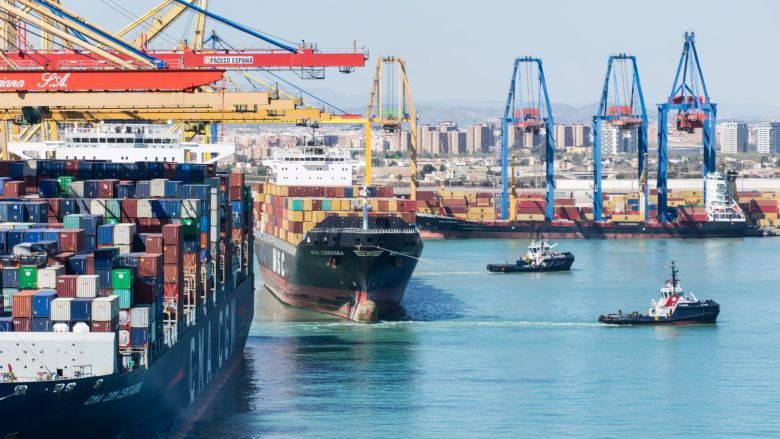 valencia port with container ships
