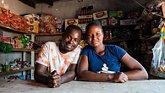 Visten Handoli and Rebecca Mutena work in their small business in Hanuka Village in the Siavonga District of Zambia.