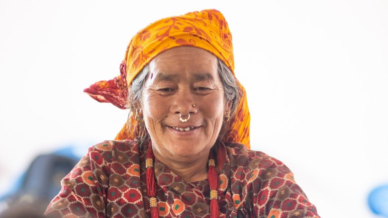 An elderly woman from Nepal