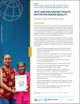 Gender thematic note report cover with two women holding certificate