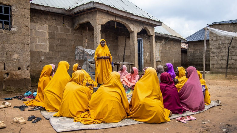 A meeting of women's affinity group members, as part of the Nigeria for Women project, which helped women across six states i