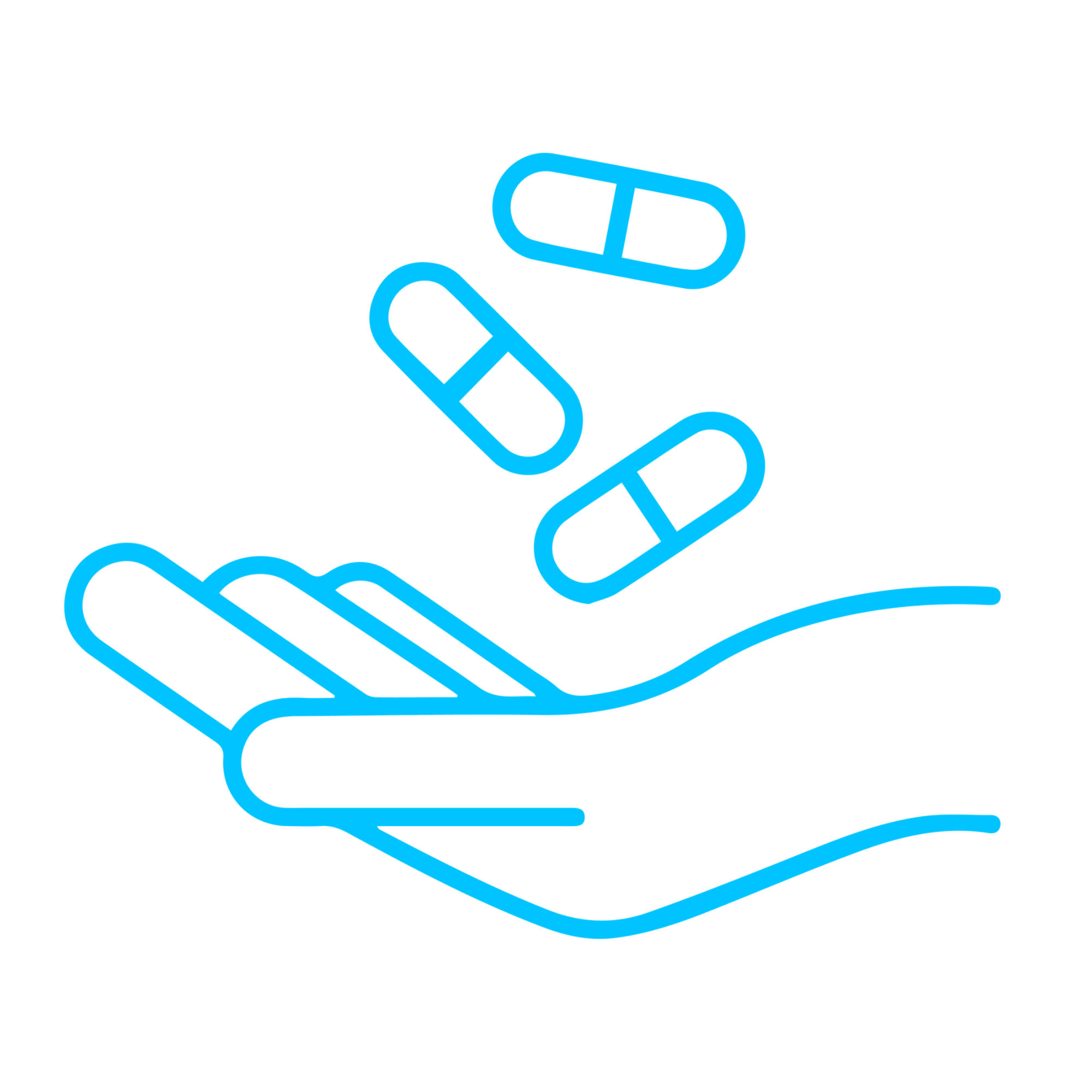 Icon showing medicine in a hand 