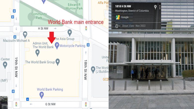 Map of World Bank main entrance