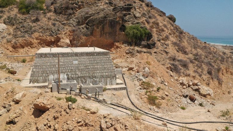 Rainwater harvesting reservoir built in Hawf, Yemen.