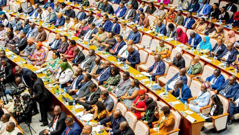 Attendees of the Africa Human Capital Heads of State Summit in the auditorium in Dar es Salaam. Photo: World Bank