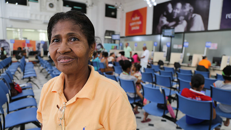 Celia Santos, a retired school cafeteria worker