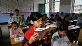 China School classroom w/girl