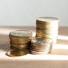 A stack of Guatemalan coins