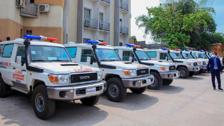 Motorcycles and ambulances that have added to the health services mobile fleet. Photo: Elvis Kalonji/©UGPDSS2021