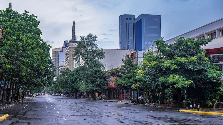 An empty street in Nairobi during the COVID-19 pandemic