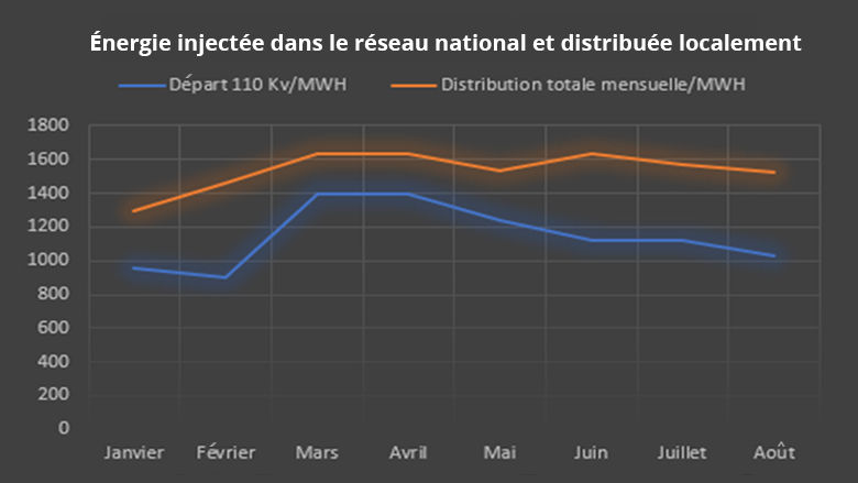 Énergie injectée dans le réseau national et distribuée localement 