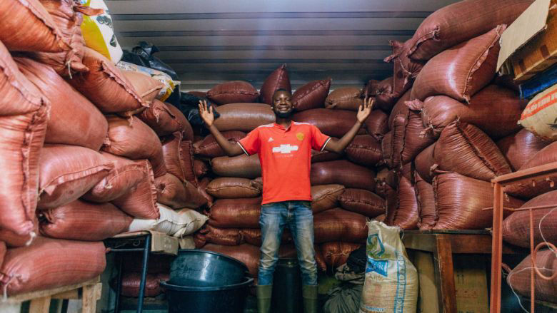 Farmer with supplies