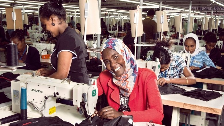 Nebiba Mohammed works at the Shints textile factory in Addis Ababa, Ethiopia. 