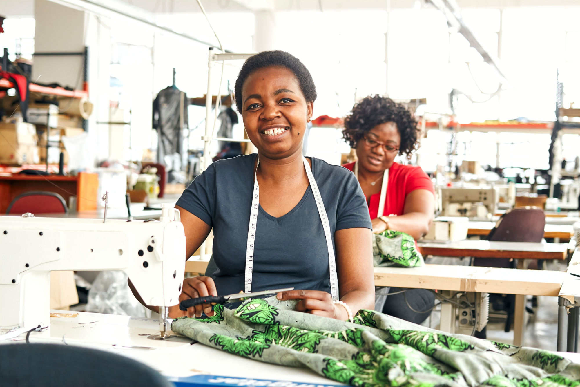 Female worker working in a factory