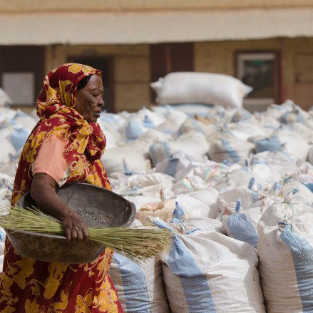 Woman and food supplies