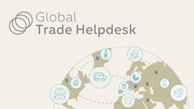Illustration and logo for the Global Trade Helpdesk