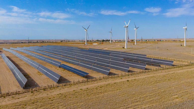Solar and wind power plant