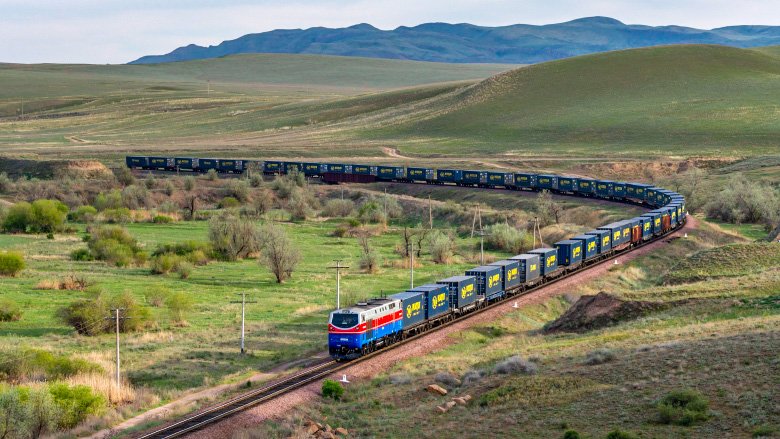 Cargo train in Kazakhstan