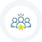 Vector image shows a group of people with the one at the front with a start symbolizing the leader