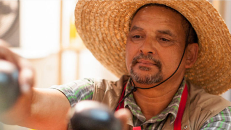 Merchant at a market