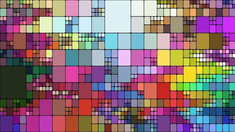 Squares in different sizes and colours