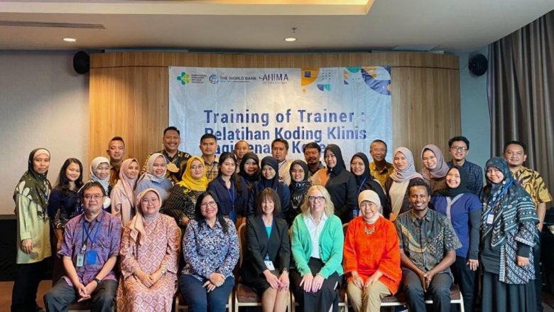 Training medical coders at workshop in Indonesia