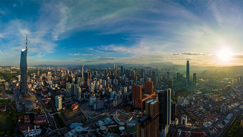 Kuala Lumpur, Malaysia. Febuary 26, 2023, Aerial view The world's second tallest building PNB118 or Merdeka 118 sunrise