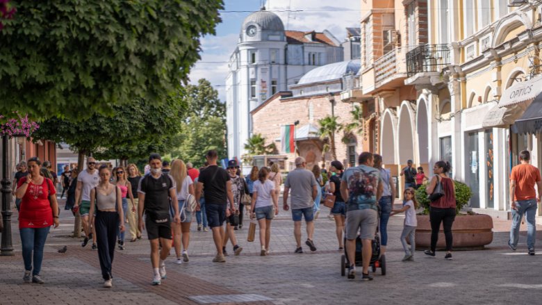 people walking down the street in Bulgaria