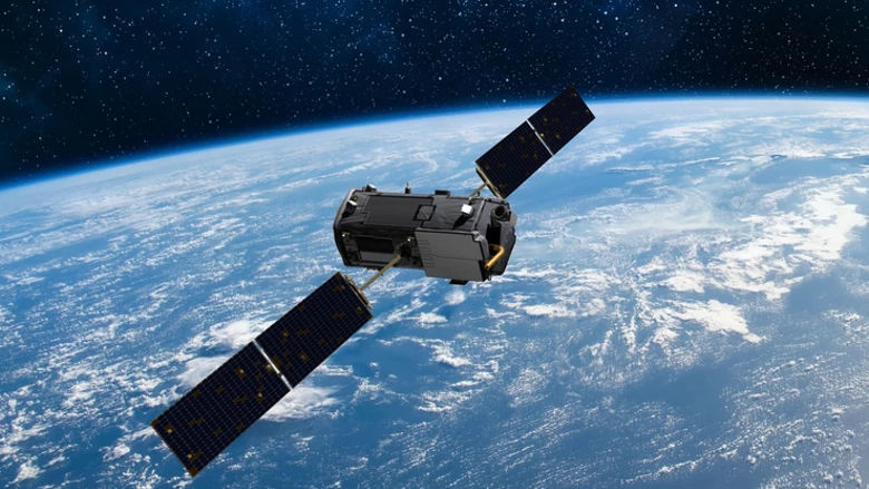 View of a satellite orbiting earth