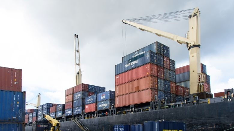 Seychelles Port image with ships and containers