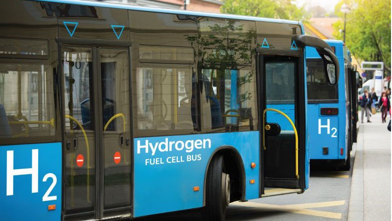 Blue hydrogen powered bus