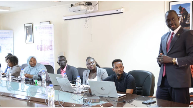 Mr. Riek presenting their work during the three months of Internship at ENTRO, January 2025.