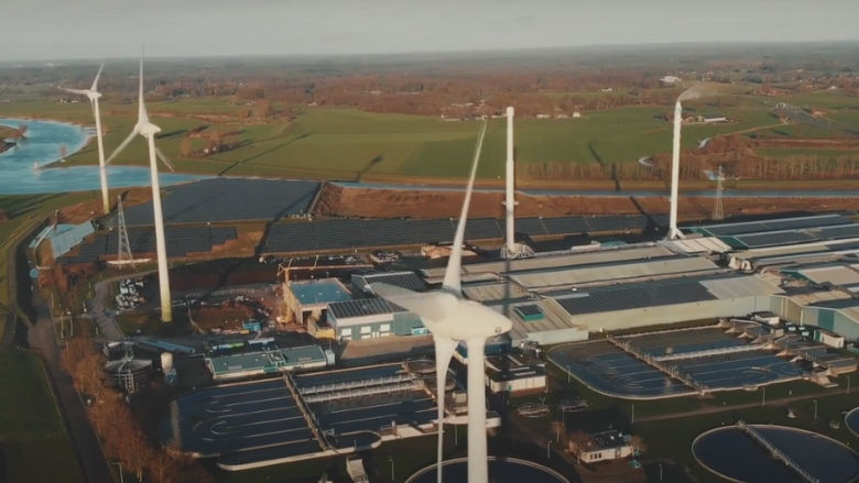 wind turbines in a geothermal field
