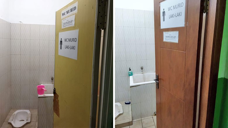 toilet door before and after renovation