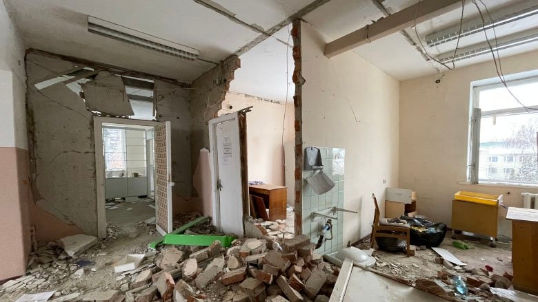 Destroyed hospital in Ukraine