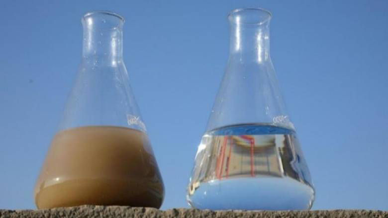 Before and after water treatment and chlorination of samples from the Amu-Bukhara irrigation canal.