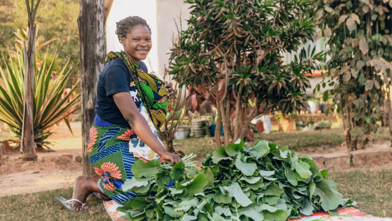 Selling vegetables in Zambia