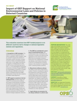 Impact of GEF Support on National Environmental Laws and Policies in Selected Countries 2017