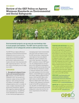Review of the GEF Policy on Agency Minimum Standards on Environmental and Social Safeguards